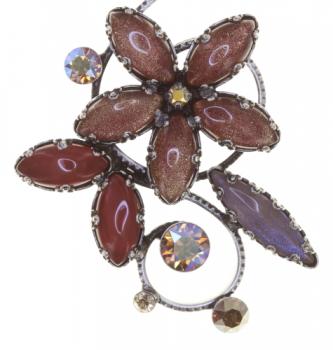 Twisted Flowers earrings in brown-mulit/antique silver - Konplott